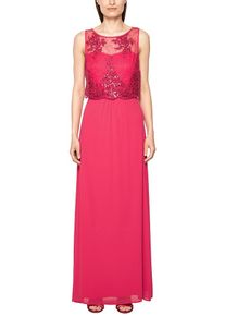 s.Oliver BLACK LABEL, Damen Chiffon-Kleid mit Spitze, Pink