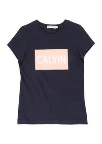 Calvin Klein Jeans, M&auml;dchen Shirt 'BOX LOGO SLIM TEE', Navy