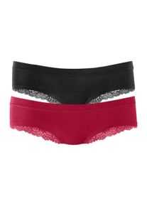 Lascana, Damen Brasilslip, Himbeer / Schwarz