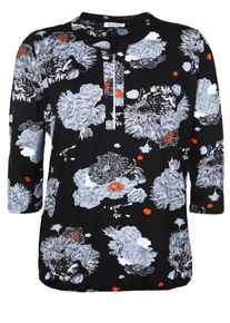 Zhenzi, Damen Tunikabluse, Rauchblau / Orange / Schwarz / Weiß