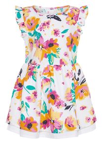 name it, Mädchen Bluprint Baumwoll Kleid, Hellorange / Pink / Schwarz / Weiß