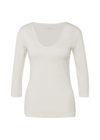 Tom Tailor, Damen Shirt 'T-shirt basic v-neck T-Shirt 1/1', Offwhite