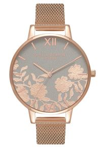 Olivia Burton, Damen Uhr 'Lace Detail OB16MV65', Rosegold / Grau