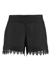 Lascana, Damen Strandshorts mit Spitzensaum, Schwarz