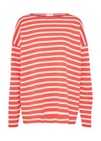 Drykorn, Damen Pullover 'FLORRIE', Orangerot / Weiß