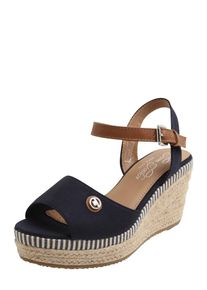 Tom Tailor, Damen Keilsandale, Navy / Braun