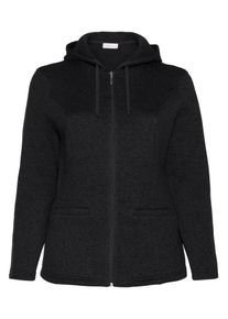 sheego Casual, Damen Fleecejacke, Schwarz
