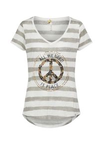 Key Largo, Damen T-Shirt 'JOYCE', Grau / Weiß