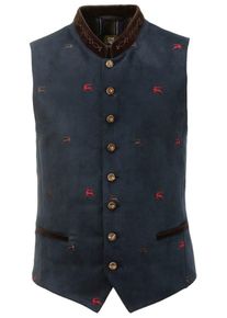 OS-Trachten, Herren Trachtengilet mit Hirschstickerei, Dunkelblau