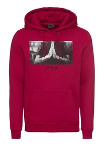 Mister Tee, Herren Sweatshirt 'Pray Hoody', Grau / Rot