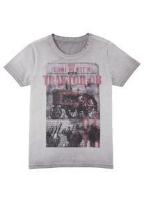 Marjo, Herren Trachtenshirt, Hellgrau / Pastellrot / Schwarz