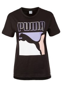 Puma, Damen T-Shirt 'Graphics Reg Triple', Flieder / Pfirsich / Schwarz / Weiß