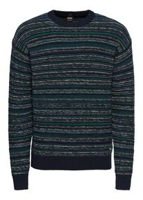 BOSS, Herren Pullover 'Kasteli 10212955 01', Dunkelblau / Gr&uuml;n