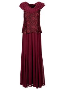 sheego Style, Damen Langes Kleid mit Spitze, Bordeaux