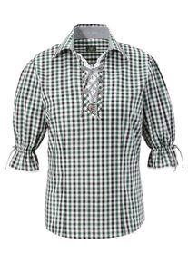 OS-Trachten, Damen Trachtenbluse, Tanne / Wei&szlig;