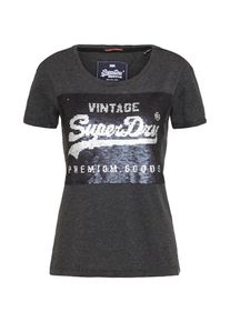 Superdry, Damen T-Shirt 'PREMIUM SEQUIN SLIM BF', Dunkelgrau