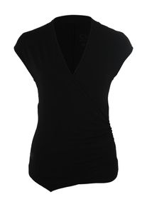 Curare Yogawear, Damen Shirt 'Wickeltop', Schwarz