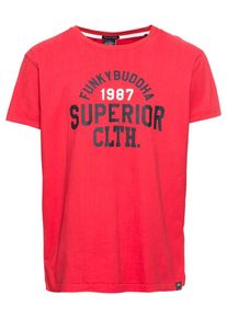 Funky Buddha, Herren T-Shirt, Blau / Rot / Weiß