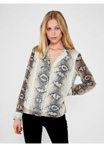 Pieces, Damen Hemd, Beige / Sand / Schwarzmeliert