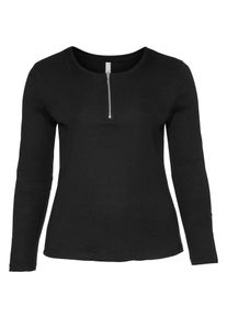 sheego Casual, Damen Langarmshirt, Schwarz