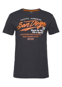 John Devin, Herren T-Shirt, Nachtblau / Orange / Weiß