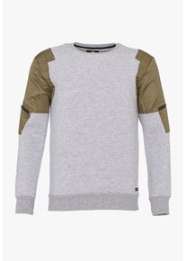 PLUS EIGHTEEN, Herren Sweatshirt, Grau / Khaki