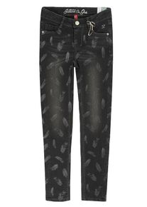 Lemmi, M&auml;dchen Jeggings Jeans MID, Grau / Schwarz