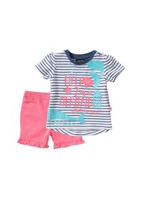 Blue Seven, M&auml;dchen Baby Set Shorts + T-Shirt, T&uuml;rkis / Dunkelblau / Pink / Wei&szlig;