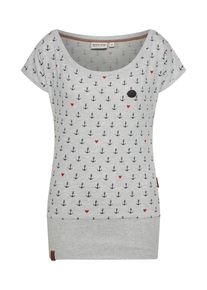 Naketano, Damen Shirt 'Diplomator Terminator', Anthrazit / Graumeliert / Rot