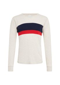GAP, Herren Shirt 'LS CHEST STRIPE WAFFLE CREW', Dunkelblau / Rot / Naturweiß
