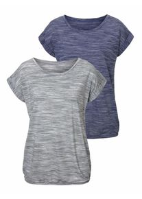 Beach Time, Damen T-Shirts (2 Stck.), Blaumeliert / Graumeliert