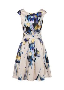 Cartoon, Damen Cocktailkleid, Blau / Ultramarinblau / Gelb / Puder