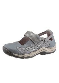 Rieker, Damen Slipper, Taubenblau / Silber