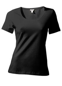Heine, Damen Rundhals-Shirt, Kurzarm, Schwarz