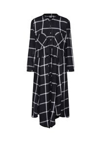 GAP, Damen Kleid 'LS TIE SHRTDRS PLAID', Schwarz / Weiß