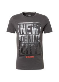 Tom Tailor Denim, Herren T-Shirt, Basaltgrau / Orangerot / Schwarz / Weiß