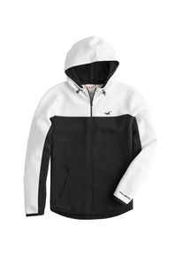 Hollister, Herren Sweatjacke 'T5 NEOPRENE SPORTS CAPSULE', Schwarz / Wei&szlig;