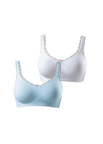 Petite Fleur, Damen BH ohne Bügel (2 Stck.), Blau / Weiß