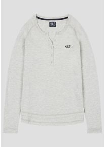 H.I.S. HIS JEANS, Damen Longsleeve, Hellgrau