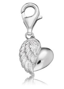 Engelsrufer, Damen Charms-Einhänger, 'Herzflügel, ERC-HEARTWING', Silber