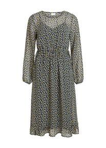 Vila, Damen Midikleid, Navy / Gelb / Weiß