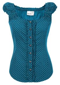 Marjo, Damen Trachtenbluse, Himmelblau / Wei&szlig;