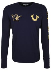 True Religion, Herren Longsleeve 'BUDDA LS', Navy / Gelb
