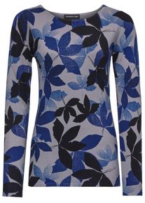 Heine, Damen Druckpullover, Blau / Greige