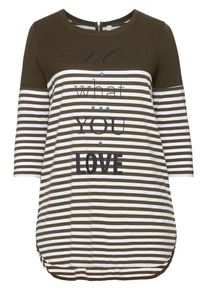 sheego Casual, Damen Longshirt, Khaki / Weiß