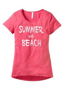 sheego Casual, Damen Longshirt, Pink / Wei&szlig;