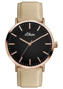 s.Oliver RED LABEL, Damen Quarzuhr »SO-3376-LQ«, Rosegold / Taupe / Schwarz