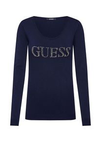 Guess, Damen Pullover 'BRIGITTE LS LOGO SWEATER', Navy / Silber