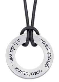 Firetti, Damen Halskette mit Gravur, Schwarz / Silber