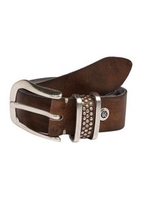 B.belt Handmade In Germany, Damen Ledergürtel mit Zierschlaufen, Taupe